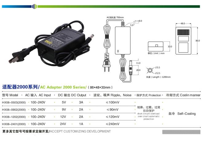 Zelfac Koord Aangesloten 15W Universele AC gelijkstroom Adapter 5V3A 86*48*30mm 0
